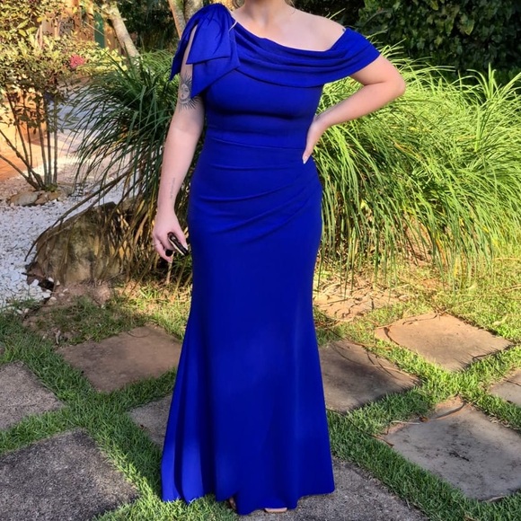 Xscape Dresses & Skirts - Xscape Royal Blue One Shoulder Gown